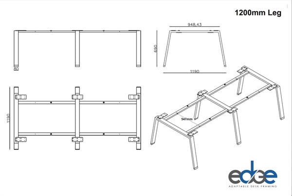 Edge Adaptable Desk Frame