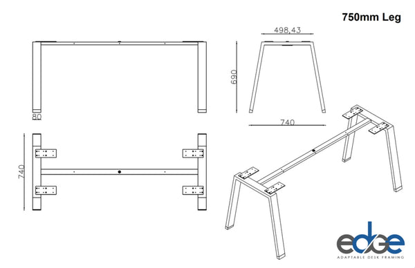 Edge Adaptable Desk Frame