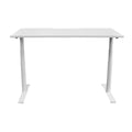 Flow Height Adjustable Desk in white with minimalistic design, shown in high position