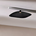 Ceiling installation of Fuji Roku square black acoustic tiles 