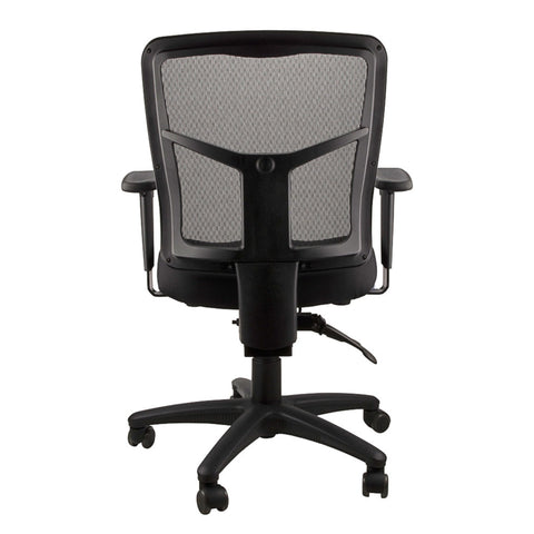 Back view of Black Kimberly Mesh Back Office Chair with armrests and a five-star base
