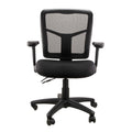 Front view of Black Kimberly Mesh Back Office Chair with armrests and a five-star base