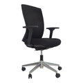 Buro mentor black upholstered office chair with a polished aluminum base and adjustable armrests.