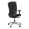 Buro mentor black upholstered office chair with a polished aluminum base and adjustable armrests back angle