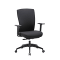 Buro mentor black upholstered office chair with adjustable armrests, and a nylon base