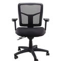 Mirae black ergonomic mesh task chair with multiple adjustments and a five-star base with casters, front view