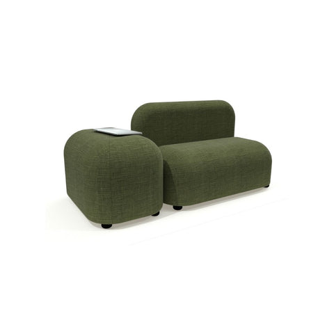 Moonbi Modular Lounge in olive, featuring 2 rounded modular pieces