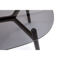 Okidoki Tri Coffee Table with black glass top and solid timber legs, modern office and home table