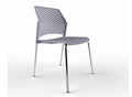 Rewind 4 Leg chair with gray polypropylene seat and chrome-plated steel frame, side view office chair