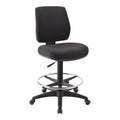 Buro black mid-back drafting chair with a chrome foot ring and a five-star base