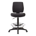 Buro black mid-back drafting chair with a chrome foot ring and a five-star base