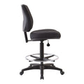 Buro black mid-back drafting chair with a chrome foot ring and a five-star base, side view