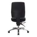 Buro black high-back office chair with a gas lift, height-adjustable back and seat, back view
