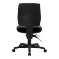 Buro black mid-back office chair with a gas lift, height-adjustable back and seat, back view
