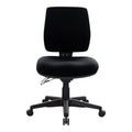 Buro black mid-back office chair with a gas lift, height-adjustable back and seat, front view
