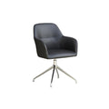 Slick Tub Chair in black leather, featuring a four-star swivel base.