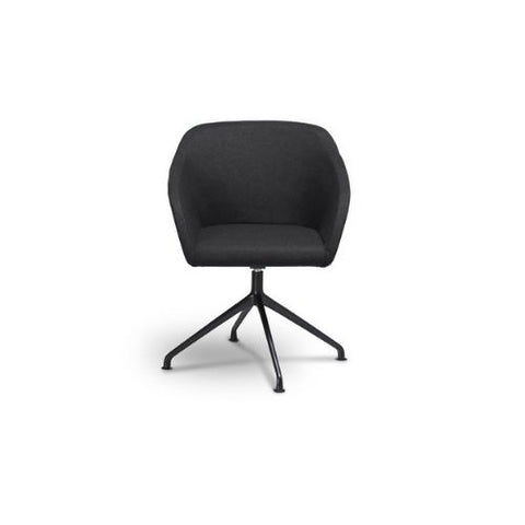 Slick Tub Chair upholstered in dark grey, featuring a four-star swivel base.