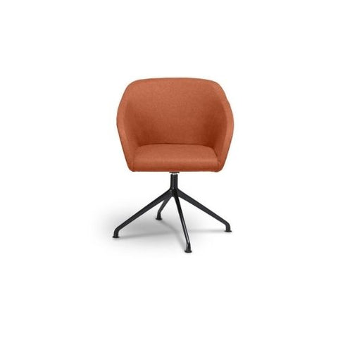 Slick Tub Chair upholstered in orange, featuring a four-star swivel base.