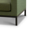 Close-up of Spirit Lounge 2 Seater showing fabric upholstery and powder coated steel frame legs