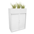 White Tambour plant box placed on tambour cabinet