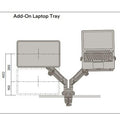 Vader Laptop Tray Drawing with dimensions and VESA plate and laptop setup
