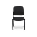 A black upholstered Titan II 4 Leg Chair, suitable for training and dining rooms, front view