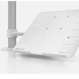 A white laptop tray with arm